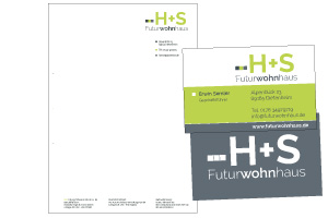 Briefpapier und Visitenkarten H+S Futurwohnhaus